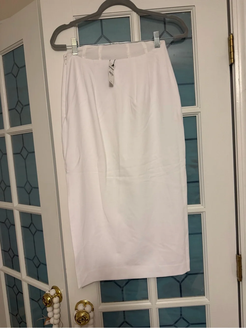 Express White Pencil Midi Skirt with Side Slit Detail - Picture 7 of 10
